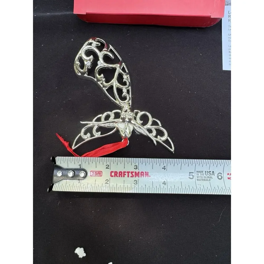 Lenox Sparkle And Scroll SILVERPLATED JEWELED Christmas Angel Ornament MIB -S1T
